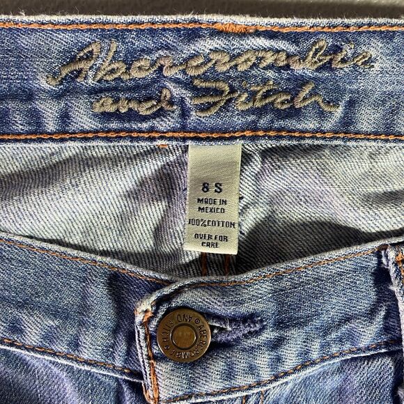 ABERCROMBIE & FITCH Jeans Low Rise Bootcut Flare Distressed Emma Women 8 8S Blue - Picture 3 of 9